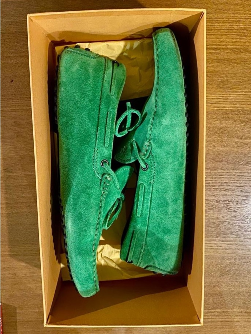 Tod's Emerald Green Suede Driving Moccasins